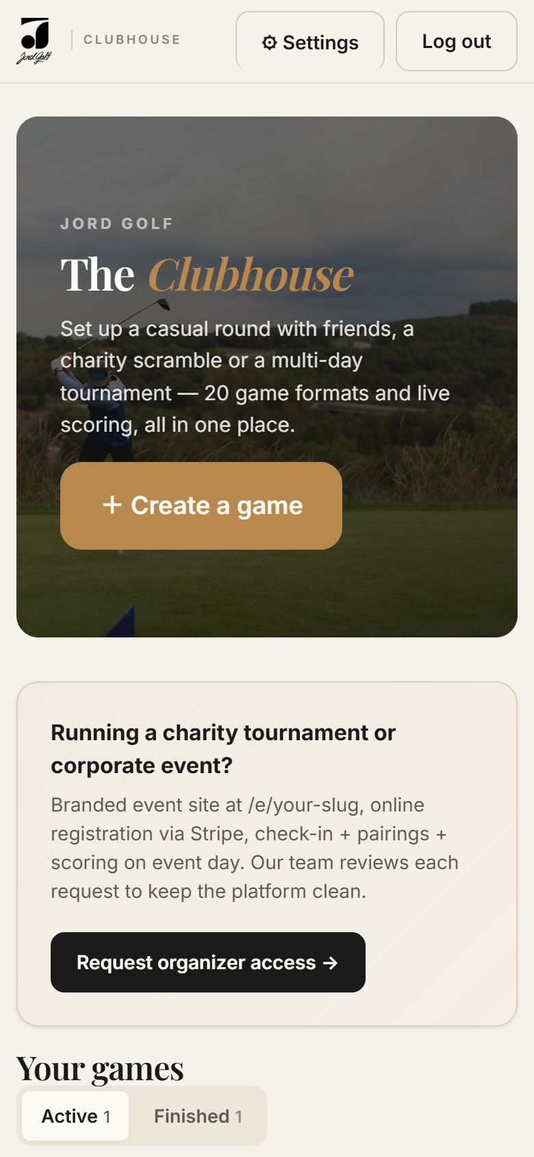 Clubhouse Active tab showing games in progress