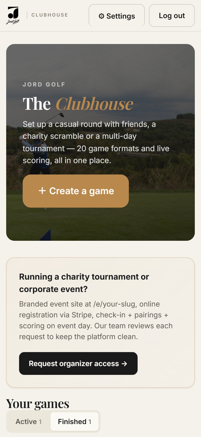 Clubhouse Finished tab showing past rounds