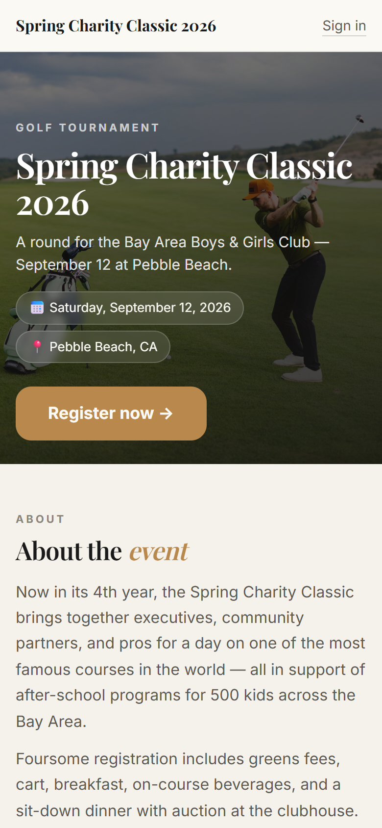 Public event site on phone